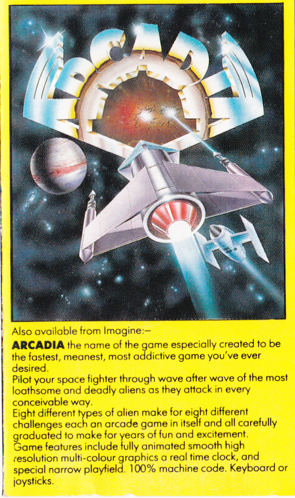 Inside Tape Advert Imagine Vic20 - Arcadia