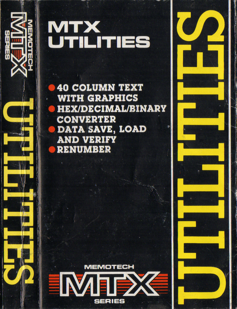 Tape Game Cover MTX Memotech MTX Series - MTX Utilities